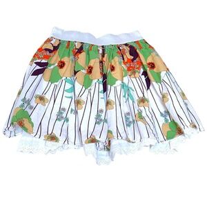Forever 21 Floral‎ Ruffle Mini Skirt Womens Size M Elastic Waist Layered Summer